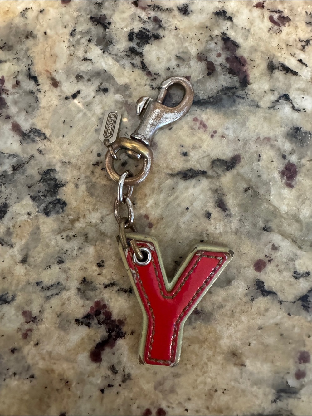 COACH leather “Y” keychain